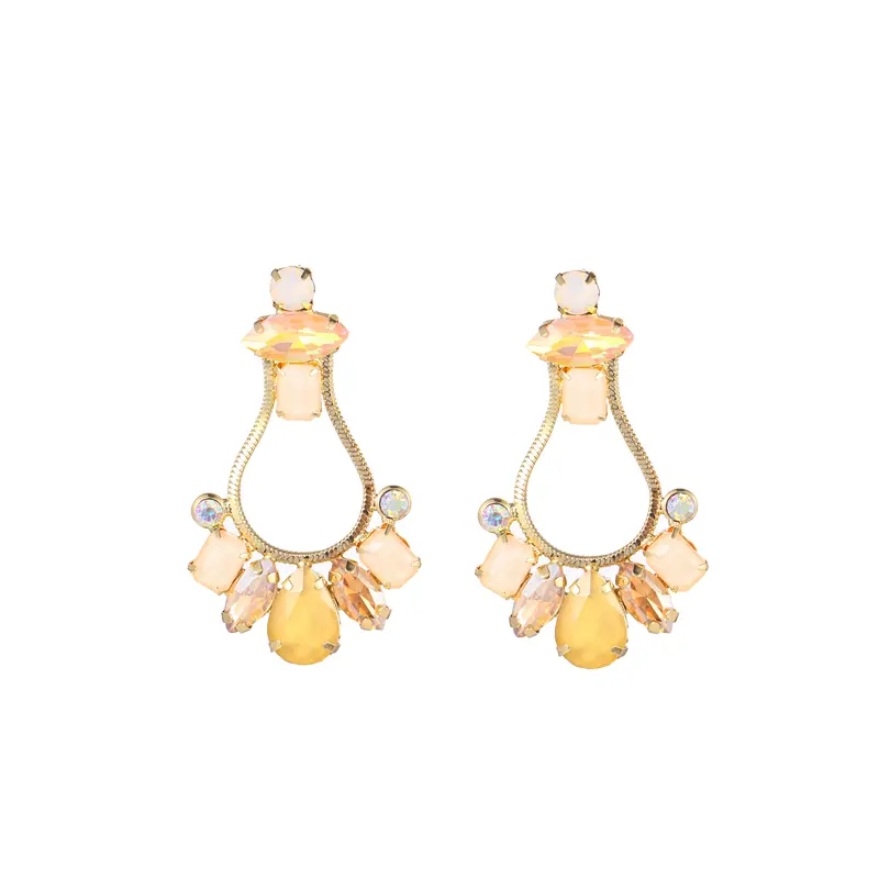 Go Dutch Label Oorknoppen statement open peer stenen Beige