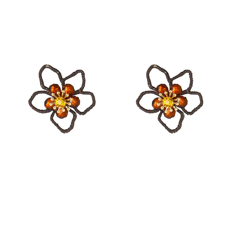 Go Dutch Label Oorknoppen Velvet Flower Stud - Goudkleurig