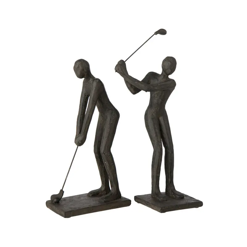 Golfer Polyresin Zwart Assortiment Van 2 J-Line