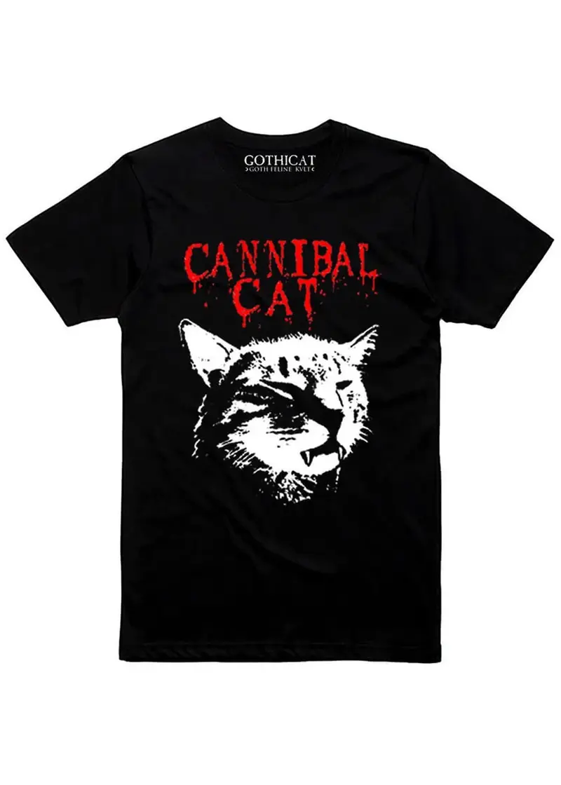 Gothicat Cannibal Cat Girly T-Shirt Black