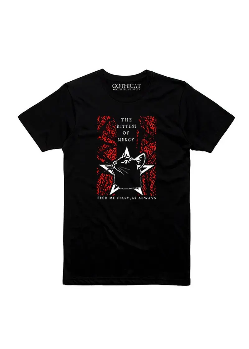 Gothicat Men's The Kittens Of Mercy Feed Me First, As Always T-Shirt Black