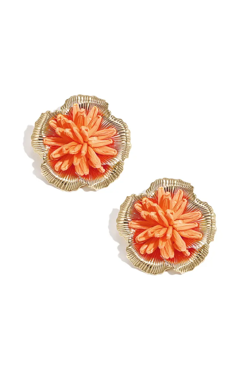 Gouden oorbellen dames - met bloem