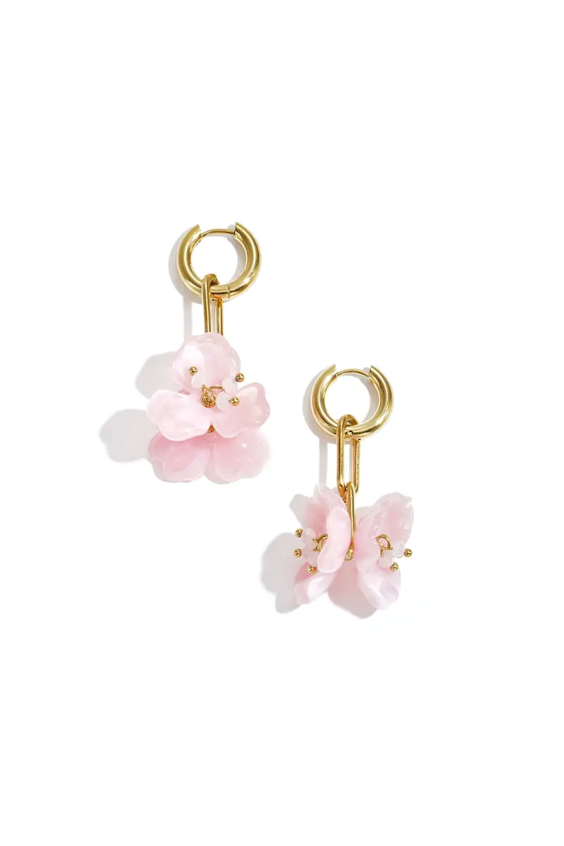 Gouden oorbellen dames - met bloemen