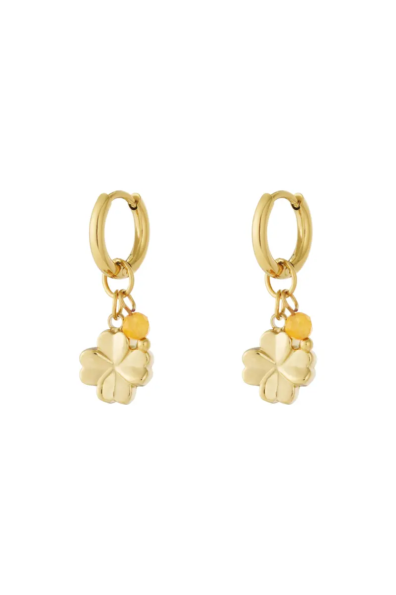 Gouden oorbellen dames - met klavertje