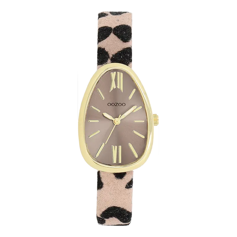 Goudkleurige horloge met zwarte leren band - C11638 (31mm)