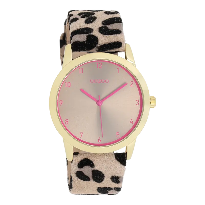 Goudkleurige OOZOO horloge met leren band - C11374