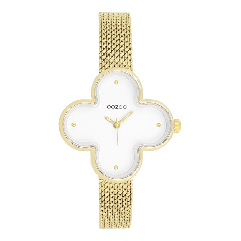 Goudkleurige OOZOO horloge met metalen mesh armband - C11527 (32mm)