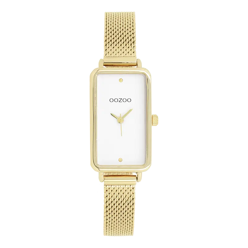 Goudkleurige OOZOO horloge met metalen mesh armband - C11533 (19mm)