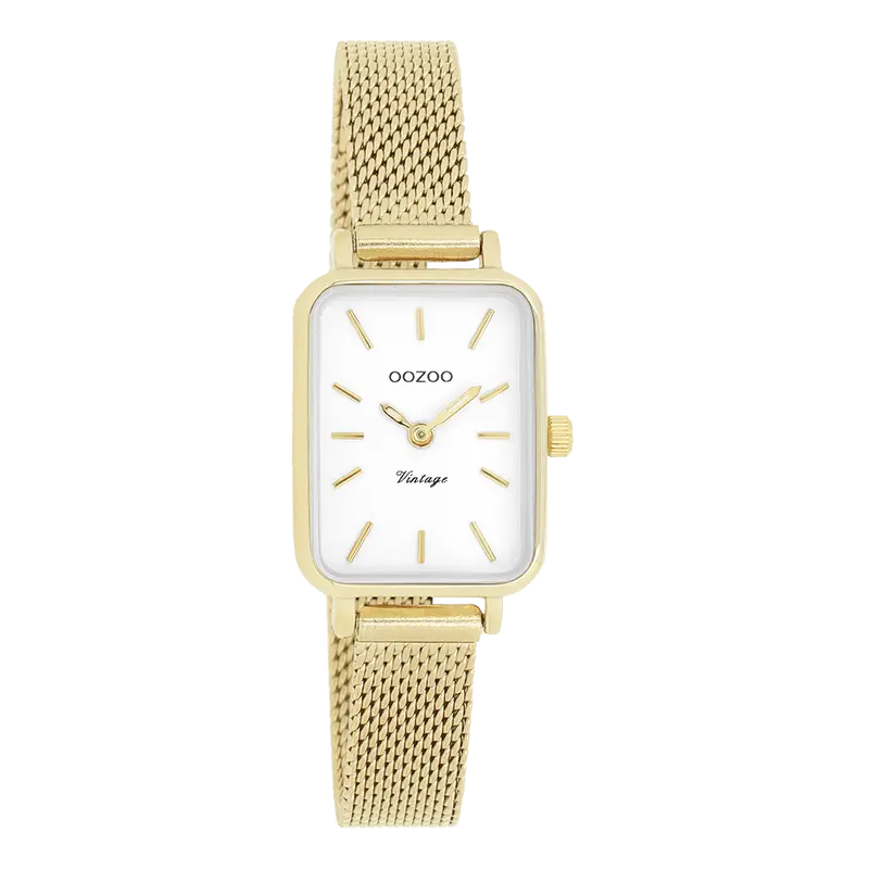 Goudkleurige OOZOO horloge met metalen mesh armband - C20268