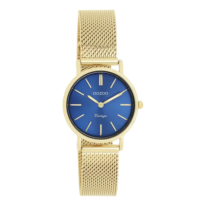 Goudkleurige OOZOO horloge met metalen mesh armband - C20293 (28mm)