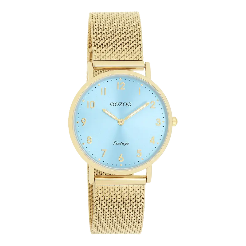 Goudkleurige OOZOO horloge met metalen mesh armband - C20348 (32mm)