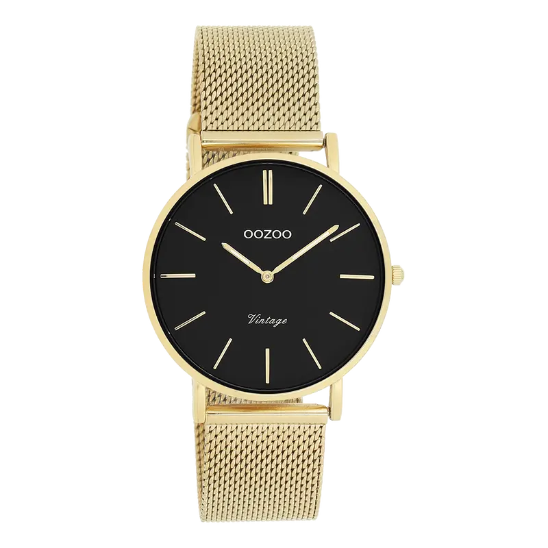 Goudkleurige OOZOO horloge met metalen mesh armband - C9914 (36mm)