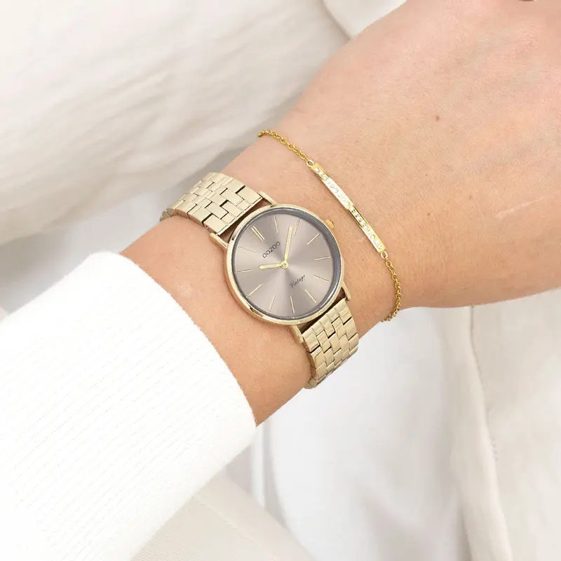 Goudkleurige OOZOO horloge met roestvrijstalen armband - C20408 (32mm)
