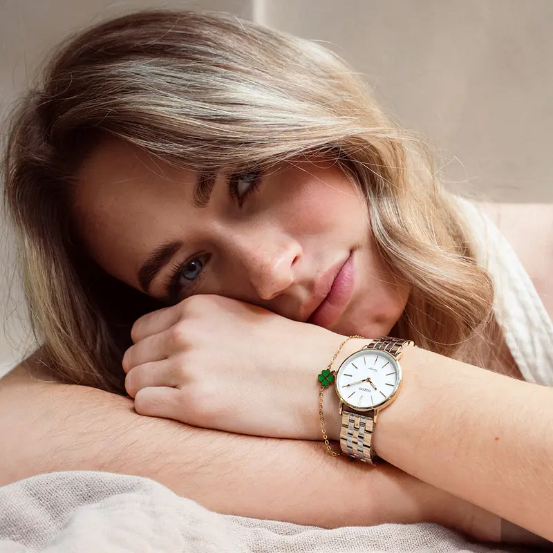 Goudkleurige OOZOO horloge met zilverkleurig/gouden roestvrijstalen armband - C20407 (32mm)