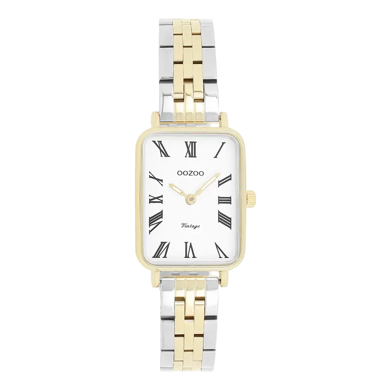 Goudkleurige OOZOO horloge met zilverkleurig/gouden roestvrijstalen armband - C20411 (24mm)