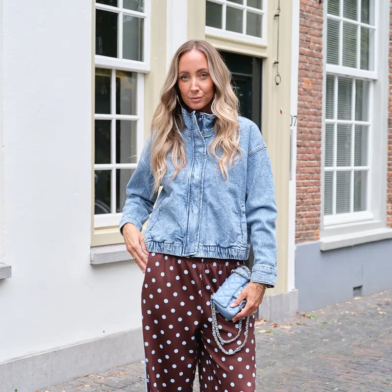 Grace Funnel jacket light blue denim