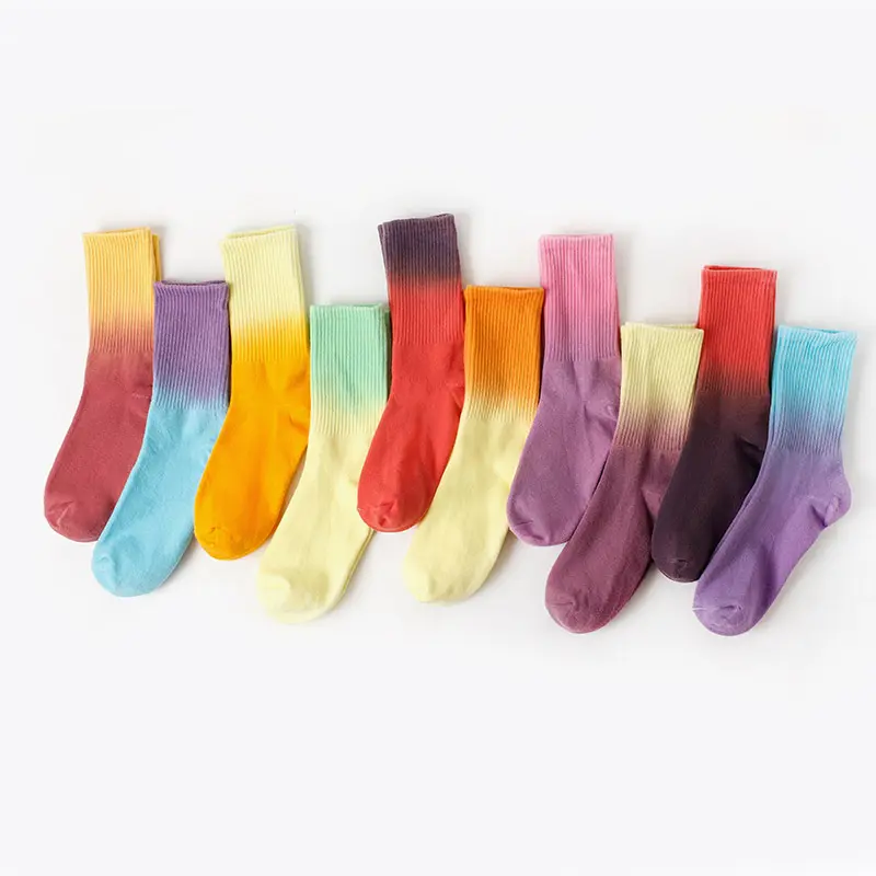 Gradient Dip Dye Crew Socks (10 Designs)