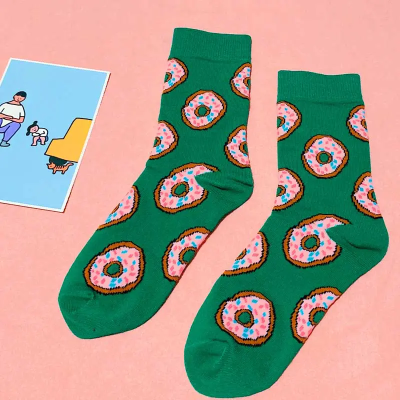 Green Donut Crew Socks