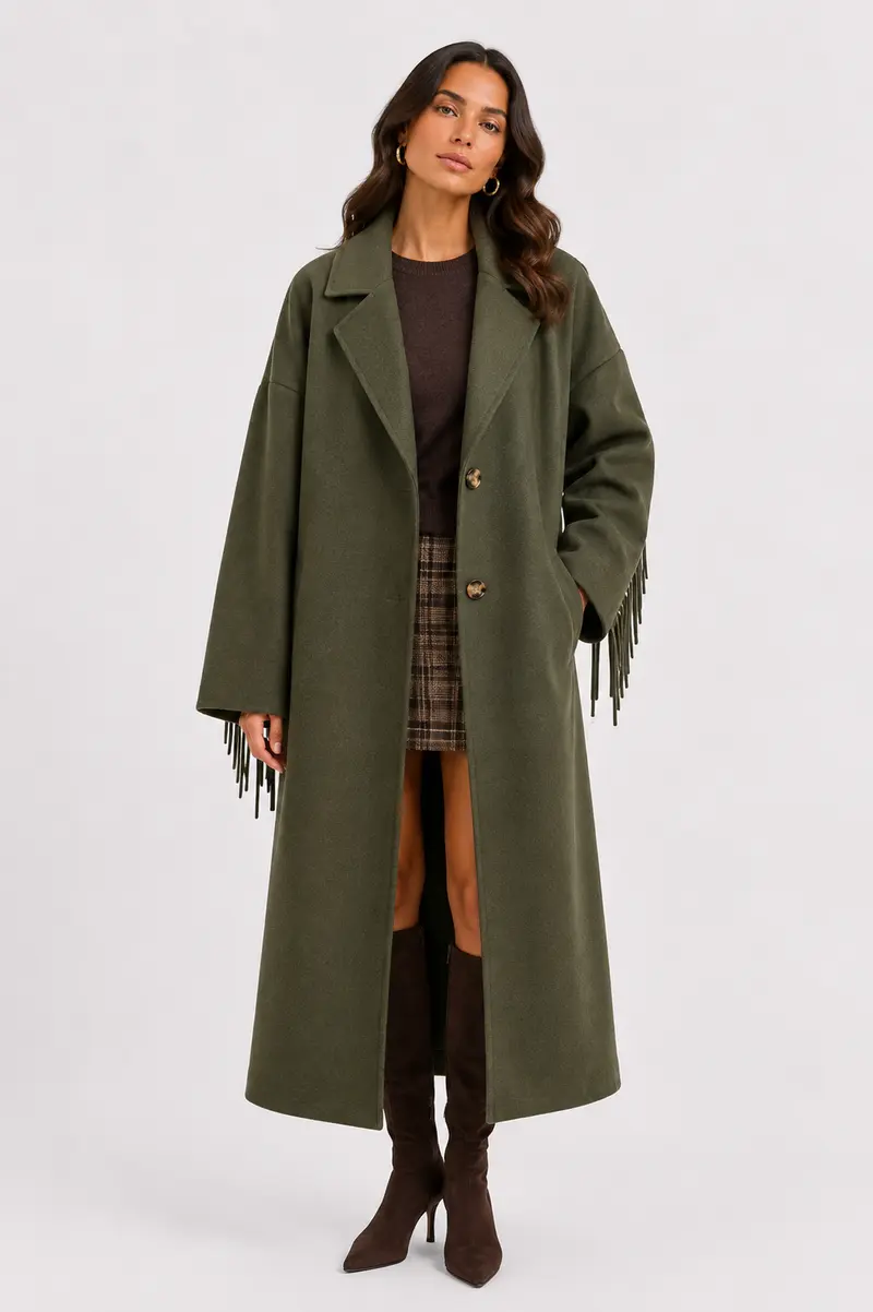 Groene fringe mantel