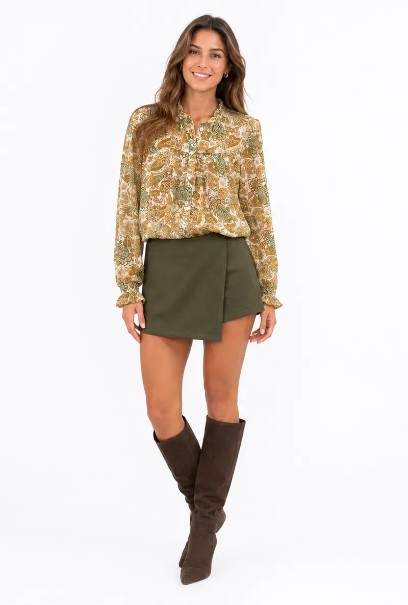 Groene suede look skort