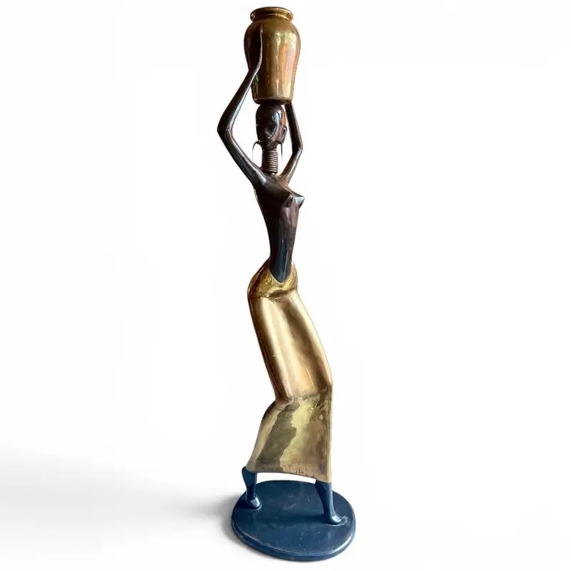 Grote mid-century modern sculptuur in messing en koper in de stijl van Karl Hagenauer, Oostenrijk, jaren 50/60