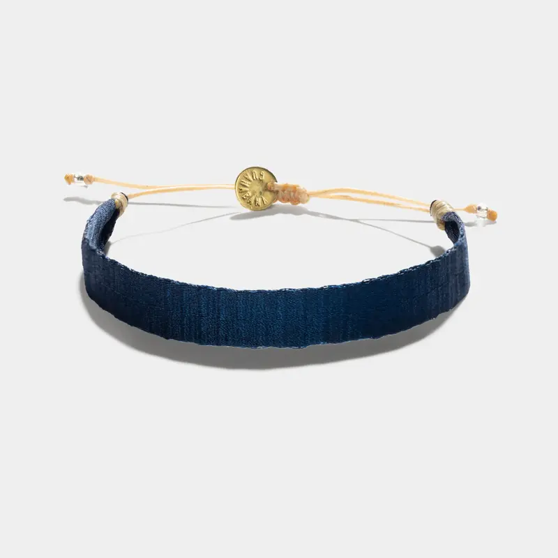 Guanabana Handmade Woven Broad Bracelet Navy Blue
