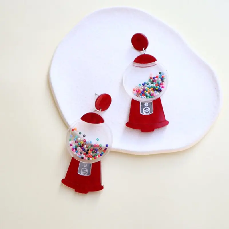 Gum Ball Machine Shaker Dangly Earrings