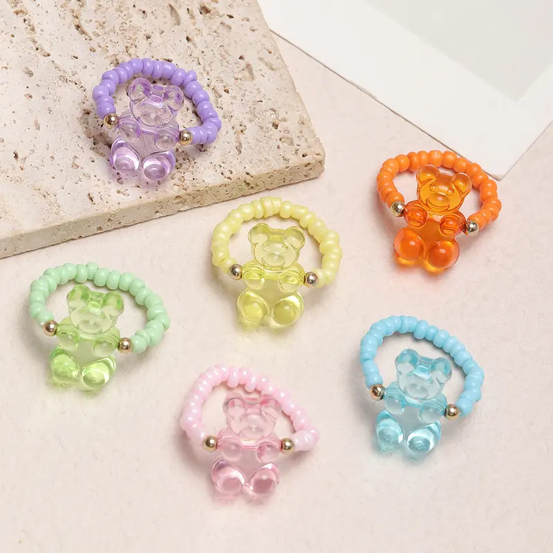 Gummy Bear Rings, Set of 6