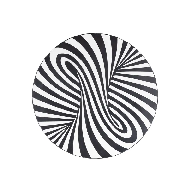 Hallie Black And White Wood Round Wall Panel Swirl 60x60cm PTMD