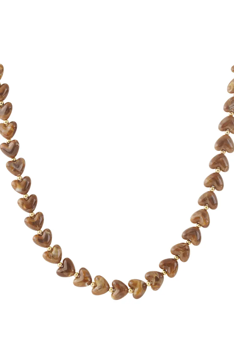 Halsketting met hartjes beats | Bruin