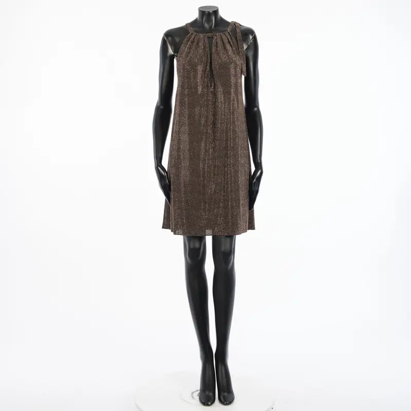 Halterneck Mini Dress With All Over Micro-Studs In Black Viscose