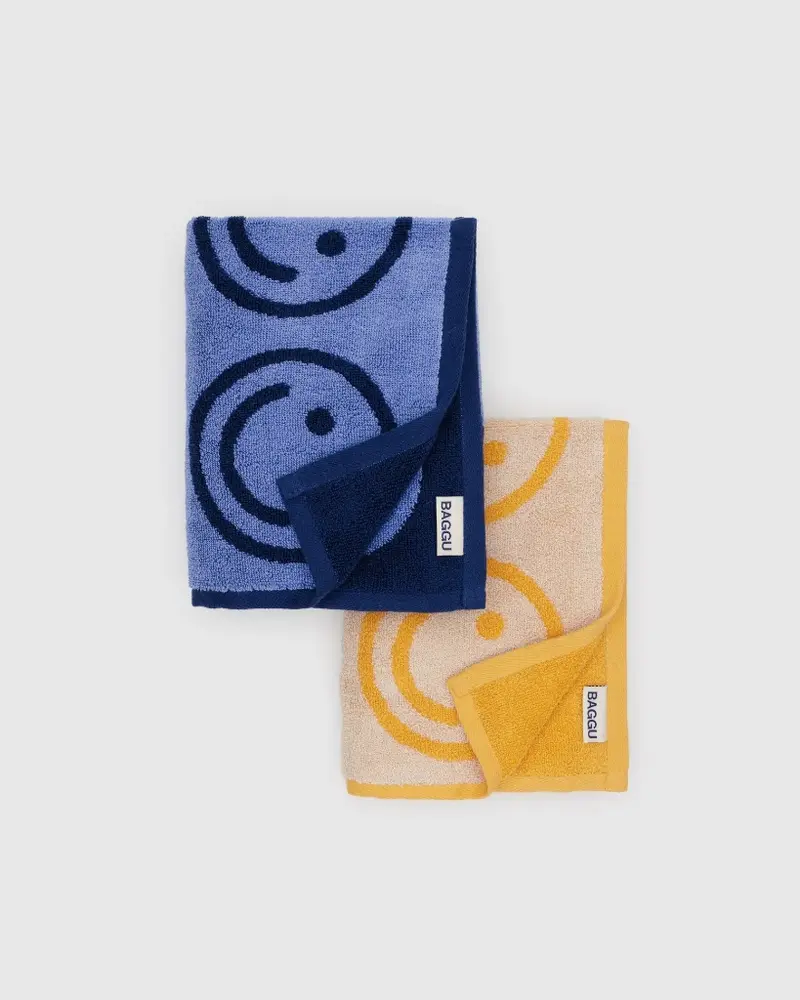 Hand Towel Set Of Two - Happy Blue Marigold