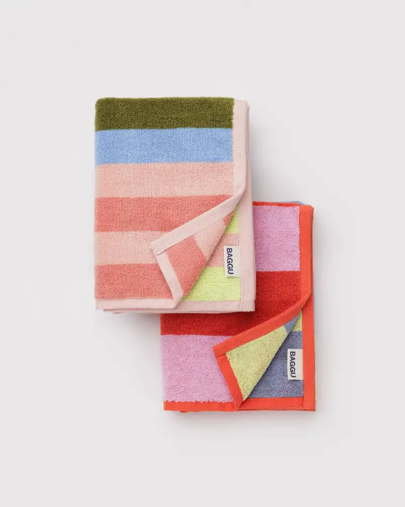 Hand Towel Set Of Two - Pool Stripe Mix