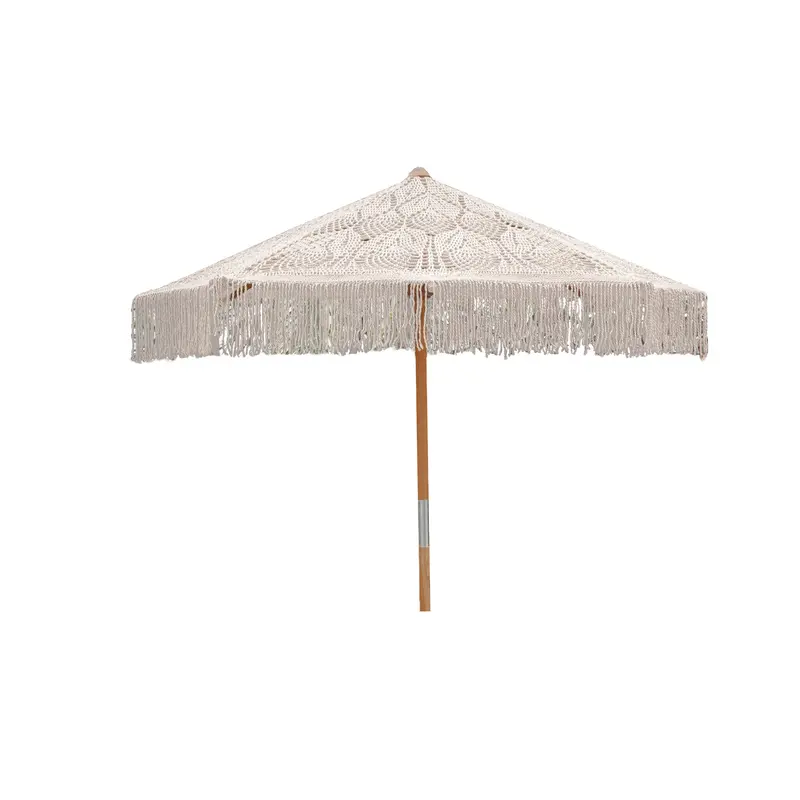 Handgeknoopte Parasol Leafs Crème 250cm Todo Bien