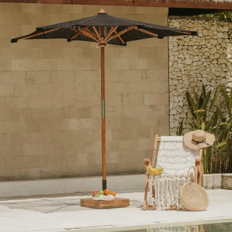 Handgeknoopte Parasol - Pacific Zwart Vierkant - 250cm
