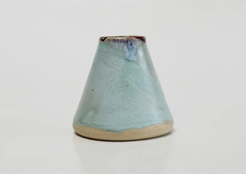 Handmade Ceramic Vase | Pale Blue & Burgundy Glaze | Studio de la Fosse