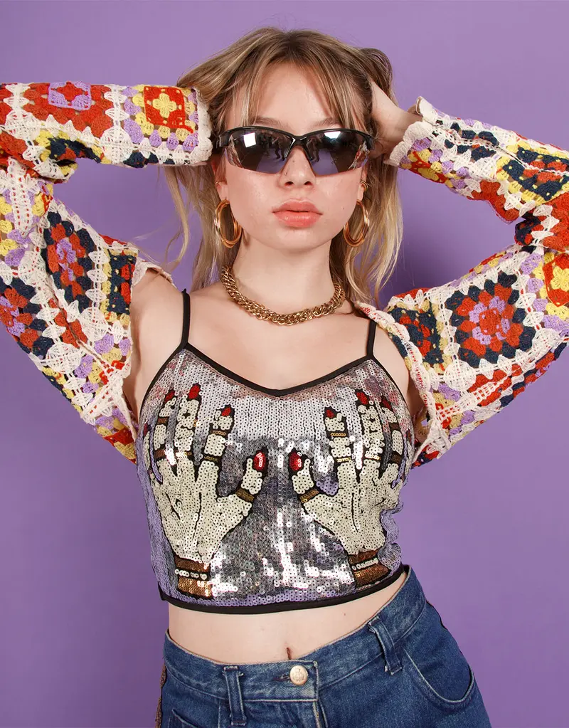 Hands on sequin crop top