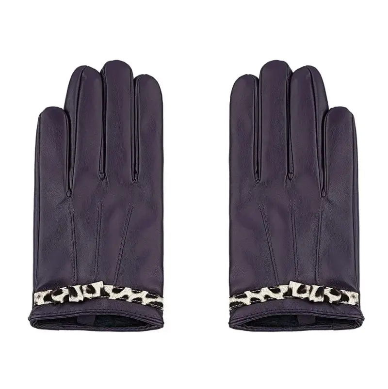 Handschoenen set-van-2 Cosy Leopard paars one-size