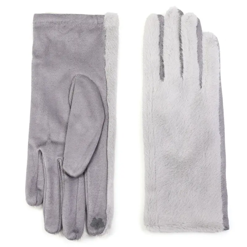 Handschoenen set-van-2 Faux Fur Winter grijs one-size