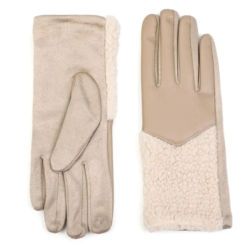 Handschoenen set-van-2 Teddy beige one-size