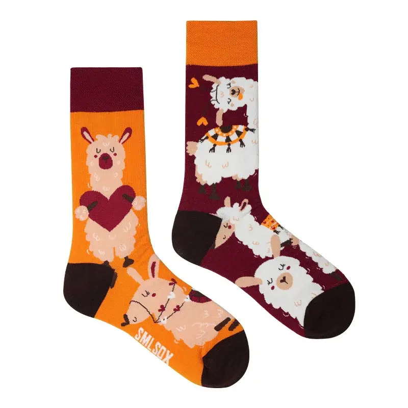 Happy Alpaca Mismatched Crew Socks