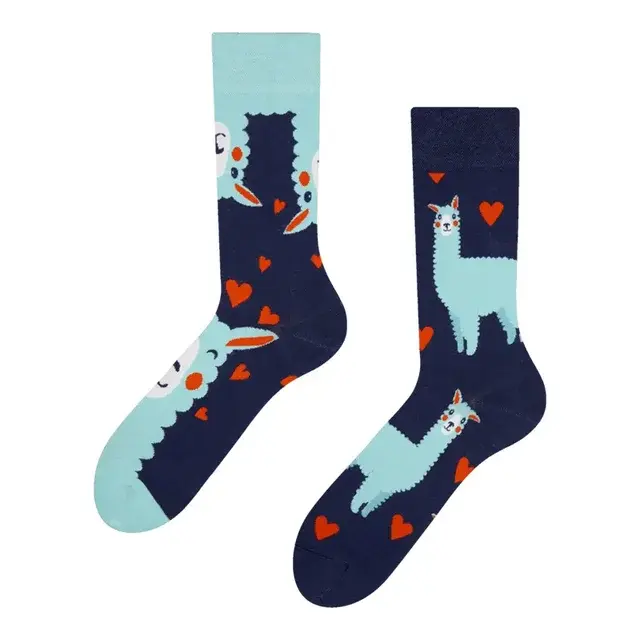 Happy Alpaca Mismatched Crew Socks