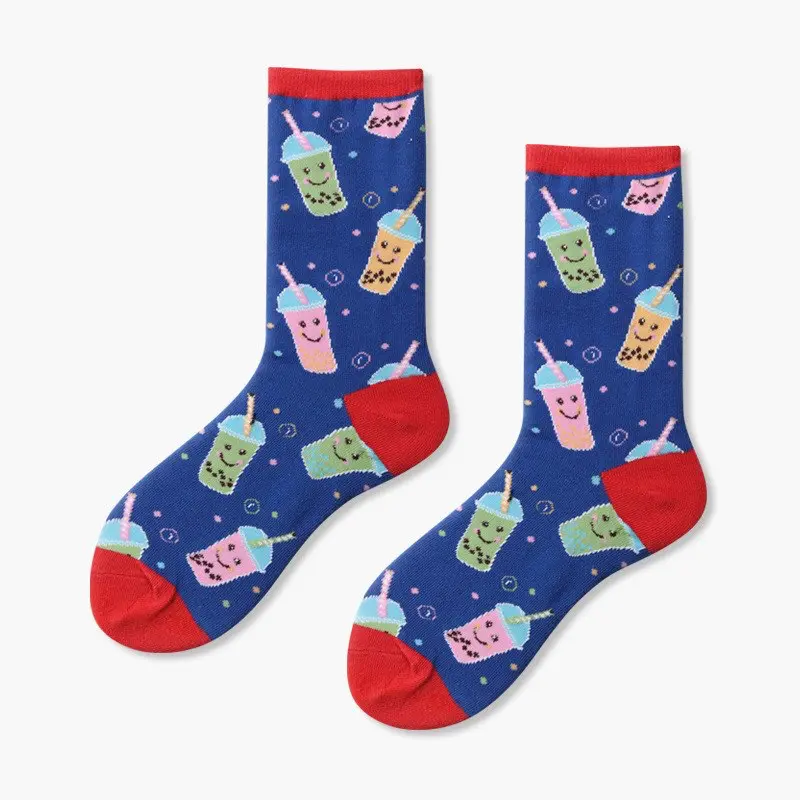 Happy Boba Drink Crew Socks