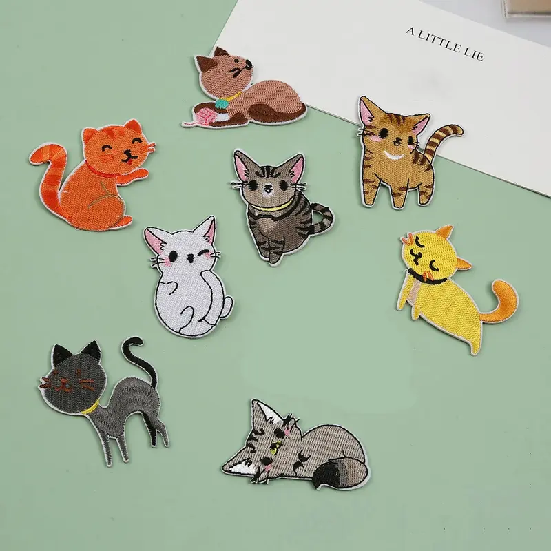 Happy Kitten Embroidered Iron-On Patch (8 Designs)
