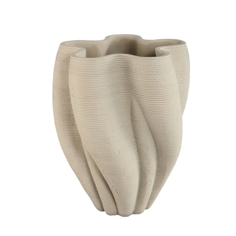 Hastin Vaas Cement Beige Golvend Geribbeld Large PTMD