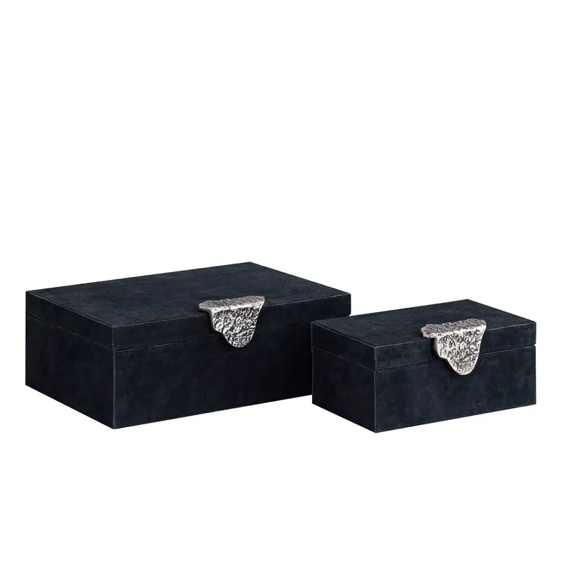 Hazael Black suede box silver handle set of 2 PTMD