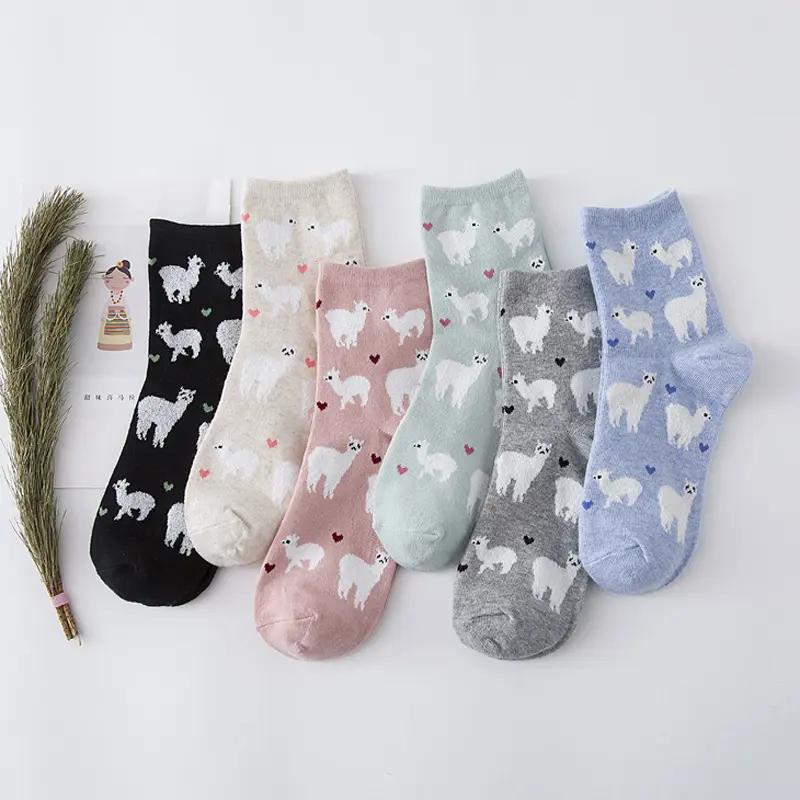 Heart Alpaca Crew Socks (6 Colours)