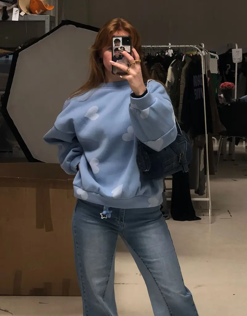 Heart print sweater