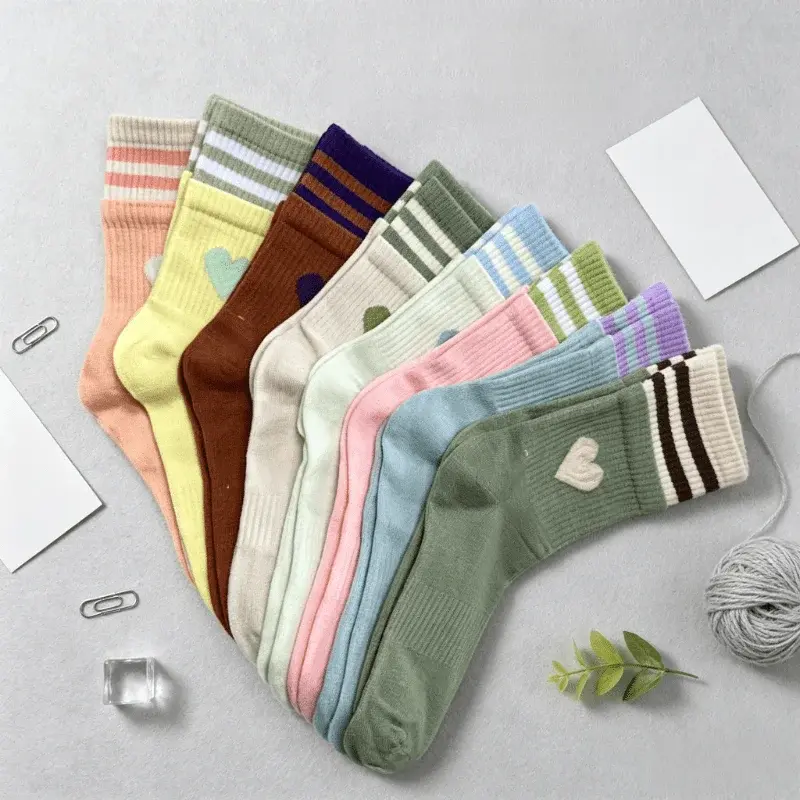 Hearts and Stripes Crew Sock Set (Set of 8 Pairs)