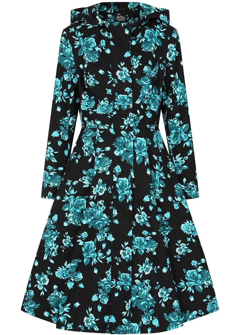 Hearts & Roses Keira Floral 50s Swing Jacket Black
